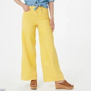 Peace Love World Jeans Happy Yellow Extra Wide Leg Bell Bottoms Size 25 | 00